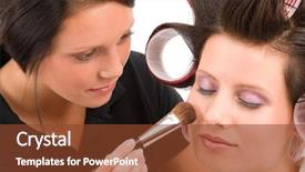  Presentation with blush - PPT theme enhanced with corrector - make-up artist woman fashion model background and a tawny brown colored foreground