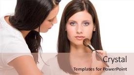  Presentation with artist - Theme enhanced with corrector - make-up artist woman fashion model background and a  colored foreground