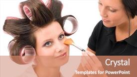  Presentation with blush - PPT theme enhanced with corrector - make-up artist woman fashion model background and a  colored foreground