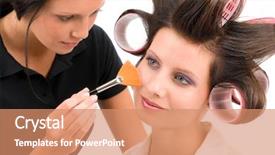  Presentation with artist - Beautiful theme featuring corrector - make-up artist woman fashion model backdrop and a  colored foreground