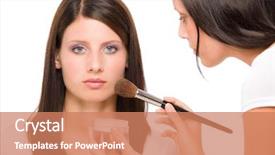  Presentation with blush - PPT layouts enhanced with corrector - make-up artist woman fashion model background and a  colored foreground