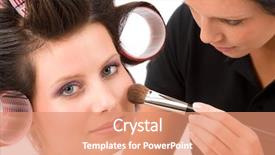 Presentation with blush - Slides with corrector - make-up artist woman fashion model background and a  colored foreground