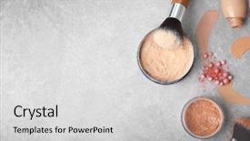  Presentation with makeup products - Amazing theme having corrector - makeup products and brushes backdrop and a  colored foreground