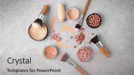  Presentation with makeup products - Cool new slides with corrector - makeup products and brushes backdrop and a light gray colored foreground