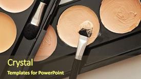  Presentation with makeup products - Amazing slide set having corrector - makeup products backdrop and a tawny brown colored foreground
