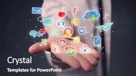  Presentation with quit social media - Slides featuring hand-drawn social media icon background and a tawny brown colored foreground