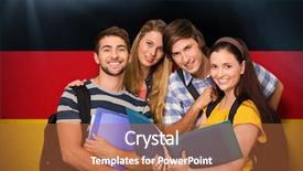  Presentation with college students - Colorful PPT theme enhanced with corridor against germany national flag backdrop and a red colored foreground