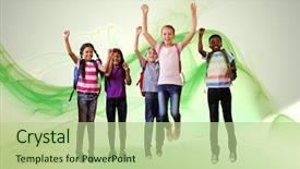  Presentation with maths for school kids - Beautiful PPT theme featuring corridor against green abstract design backdrop and a mint green colored foreground