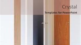  Presentation with led strip - Cool new PPT theme with corridor-detail-with-door backdrop and a coral colored foreground