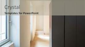  Presentation with windows - Presentation enhanced with corridor front view with white walls wardrobe on the right and bright windows none inside background and a light gray colored foreground