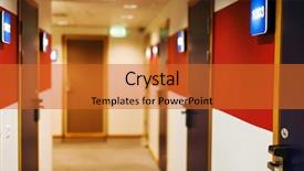  Presentation with hostel - Slide deck featuring corridor in hostel background and a red colored foreground