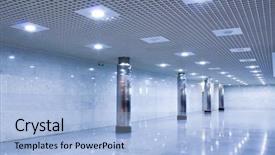  Presentation with station - Amazing slides having corridor in metro station backdrop and a light blue colored foreground