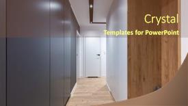 Presentation with closet - Amazing PPT theme having corridor-in-modern-design-apartment backdrop and a tawny brown colored foreground