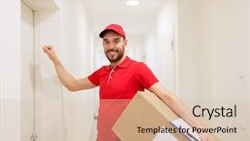  Presentation with man door - Slides consisting of corridor knocking on door background and a lemonade colored foreground