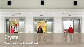  Presentation with health building - Colorful PPT theme enhanced with corridor of office building collage backdrop and a coral colored foreground