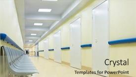  Presentation with chairs - Beautiful presentation featuring corridor with chairs in hospital backdrop and a soft green colored foreground