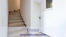  Presentation with nobody - PPT theme featuring corridor with large marble staircase nobody inside background and a sky blue colored foreground