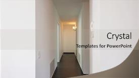  Presentation with white and yellow - Amazing slide set having corridor with only a lit backdrop and a light gray colored foreground