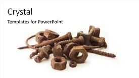  Presentation with nuts - Amazing slide deck having corrosion - heavily rusted nuts and bolts backdrop and a white colored foreground