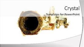  Presentation with corrosion - Theme with corrosion control - water taps sanitary engineering background and a white colored foreground