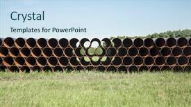  Presentation with corrosion - PPT theme with corrosion oil gas - closeup of a pile background and a sky blue colored foreground