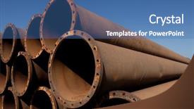  Presentation with tubes - Presentation design consisting of corrosion oil gas - rusty tubes background and a ocean colored foreground