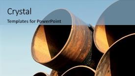  Presentation with pipes - PPT theme enhanced with corrosion oil gas - steel pipes against blue sky background and a  colored foreground