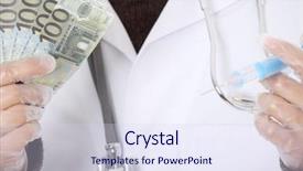  Presentation with corruption - Presentation theme featuring corruption prevention - handsome doctor with money isolated background and a  colored foreground