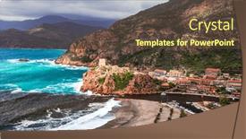 Presentation with nature village - PPT theme enhanced with corsica-island-beaches-and-nature background and a tawny brown colored foreground