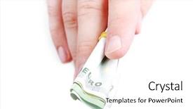  Presentation with euro - Cool new presentation theme with coruption - euro between male fingers isolated backdrop and a white colored foreground