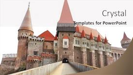  Presentation with gothic castle - Slide deck consisting of corvin-castle-hunyadi-castle background and a sky blue colored foreground