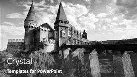  Presentation with romania - Colorful slides enhanced with corvinesti-castle-hunedoara-romania-europe backdrop and a dark gray colored foreground