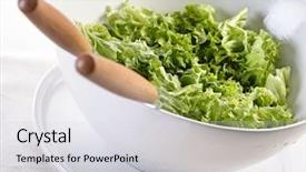  Presentation with lettuce - Theme consisting of cose - up of lettuce in bowl background and a light gray colored foreground