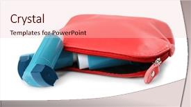  Presentation with asthma - Presentation design with cosmetic bag with asthma inhalers background and a lemonade colored foreground