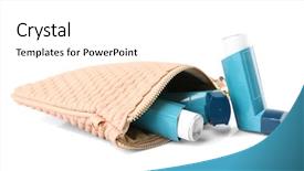  Presentation with inhale - Cool new PPT theme with cosmetic bag with asthma inhalers backdrop and a white colored foreground
