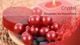  Presentation with beauty cosmetic - Presentation enhanced with cosmetic-bath-balls-and-glycerin background and a coral colored foreground