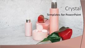  Presentation with cosmetic - Cool new presentation theme with cosmetic-bootles-with-flowers-o backdrop and a lemonade colored foreground