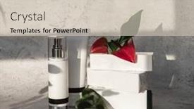  Presentation with cosmetic - Presentation consisting of cosmetic-bootles-with-flowers-o background and a soft green colored foreground