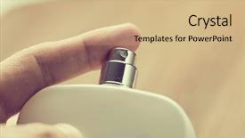  Presentation with glass bottle packaging - Slide set consisting of cosmetic bottle for perfume background and a coral colored foreground