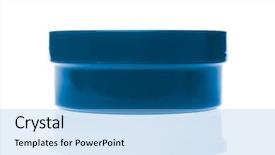  Presentation with cosmetic - Theme featuring cosmetic bottle isolated on white background and a light blue colored foreground