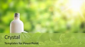  Presentation with cosmetic - Theme with cosmetic bottle on nature background background and a yellow colored foreground