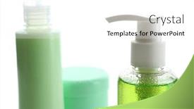  Presentation with cosmetic - Audience pleasing slide deck consisting of cosmetic bottles isolated on white backdrop and a white colored foreground