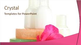  Presentation with soap - Beautiful slides featuring personal care - cosmetic bottles soap and flower backdrop and a cream colored foreground