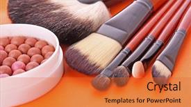  Presentation with brush - Audience pleasing slides consisting of cosmetic-brushes-brush-and-rouge backdrop and a red colored foreground