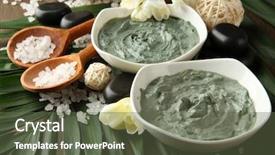  Presentation with clay - Presentation theme with cosmetic clay for spa treatment background and a tawny brown colored foreground