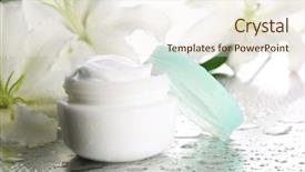  Presentation with natural cosmetic - Presentation featuring natural skincare products - cosmetic cream and beautiful lily background and a sky blue colored foreground