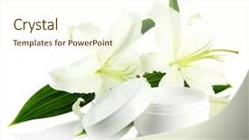  Presentation with cosmetic - Cool new presentation theme with cosmetic cream and beautiful lily backdrop and a cream colored foreground