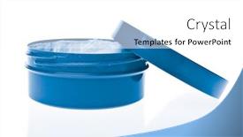  Presentation with container - Slides featuring cosmetic cream in container isolated on white background background and a white colored foreground