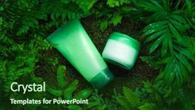  Presentation with fern - PPT theme enhanced with cosmetic cream products in fern background and a forest green colored foreground