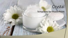  Presentation with face cream flower - PPT theme with cosmetic cream with flowers background and a light gray colored foreground